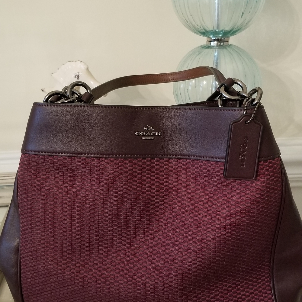 Coach purse- burgundy and brown - Picture 2 of 6